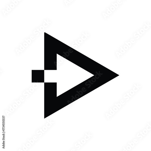 Modern delta arrow icon for forward play and progress symbolic representation vector