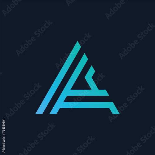 Geometric delta symbol icon with modern gradient accents for digital applications vector