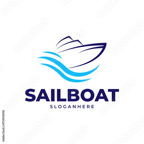 sail boat logo template, design concept vector