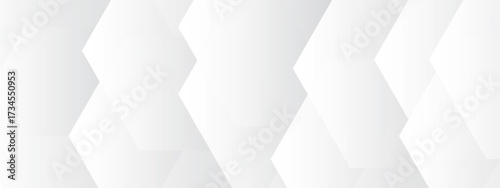 Abstract seamless background with overlapping translucent white hexagons on a light gray to white gradient backdrop, clean minimal geometric design for tech, corporate, medical use.