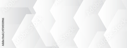 Abstract seamless background with overlapping translucent white hexagons on a light gray to white gradient backdrop, clean minimal geometric design for tech, corporate, medical use.