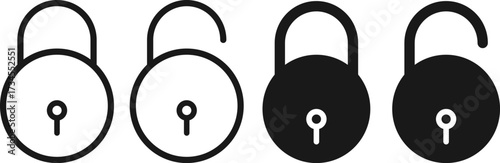 locked and unlocked icon set. Lock unlock symbol. Privacy or protection icons collection. Safety sign