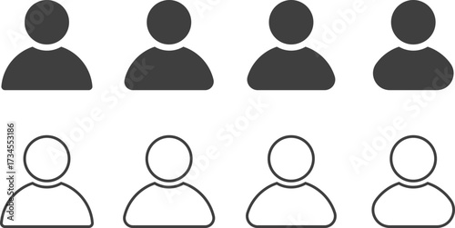 user profile icon set. Different style profile icons collection. Avatar symbol. User account sign. line and bold style