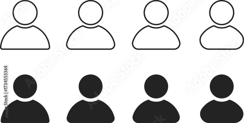 user profile icon set. Different style profile icons collection. Avatar symbol. User account sign. line and bold style