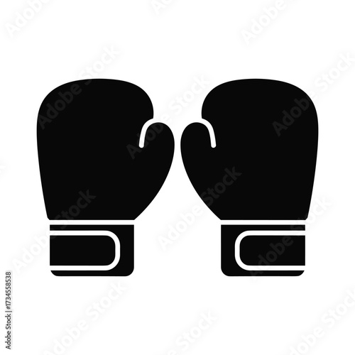 Pair of black boxing gloves ready for combat sport and fitness training