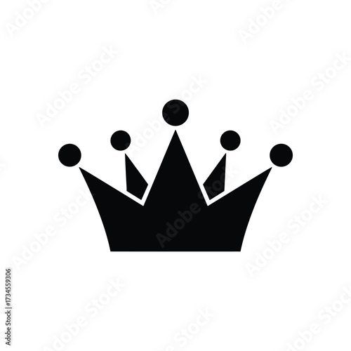 Elegant black crown icon symbolizing royalty power authority and regal status