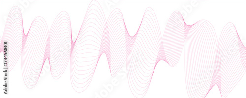 Creative abstract pink metalik wave texture or background. Curved smooth lines created by bend tool.Vector illustration. Twisted curve lines with Blend effect. Movements of triangles, geometric.