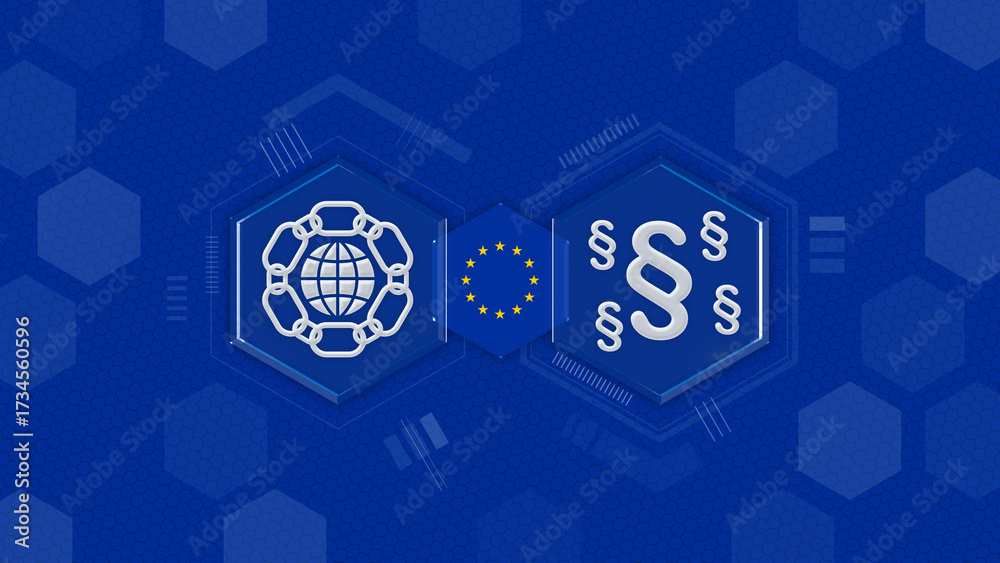 Fototapeta premium EU legal framework for global supply chain due diligence and sustainability. Compliance regulations for CSDDD, human rights, and environmental protection.