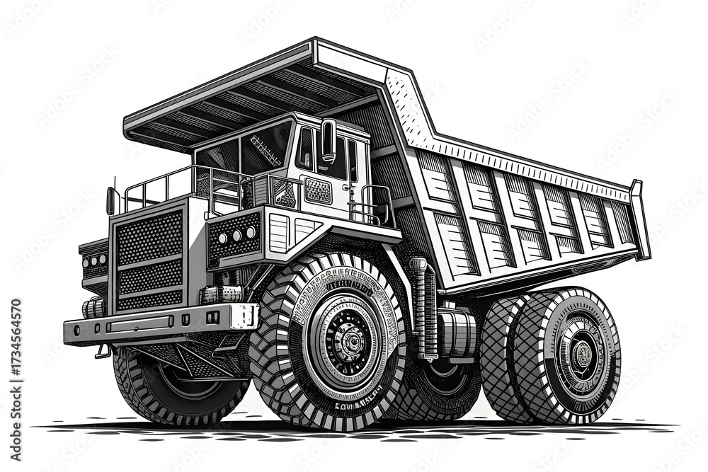 Obraz premium Mining Dump Truck Illustration on White Background mining truck heavy equipment