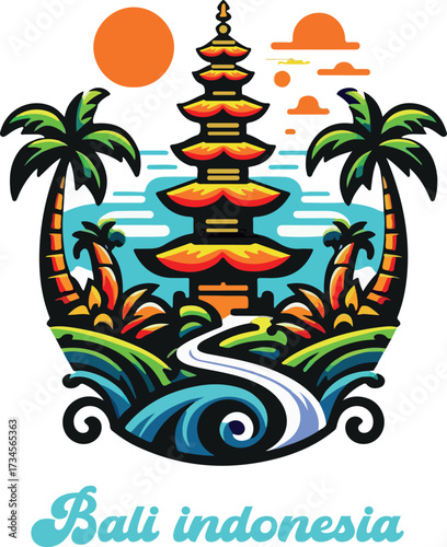 Bali indonesia logo icon vector white bacground .
