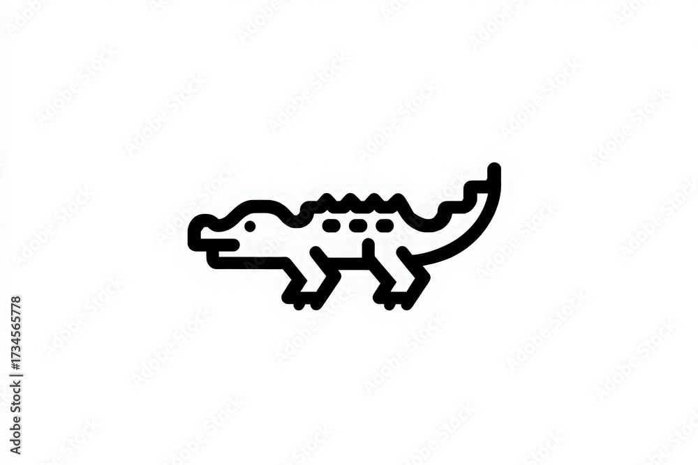 Fototapeta premium A minimalist design featuring a stylized crocodile with bold lines and a simple form. The crocodile has a playful appearance ideal for design projects, childrens products, or nature-themed art.
