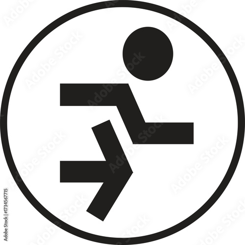 black emergency exit sign on white background