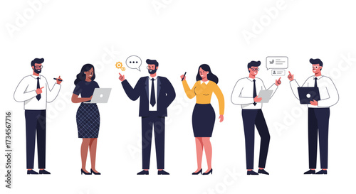 Diverse team of professionals in a collaborative digital workplace