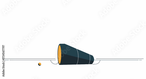 Minimalist Illustration of a Cone and Small Ball on a Plain Background