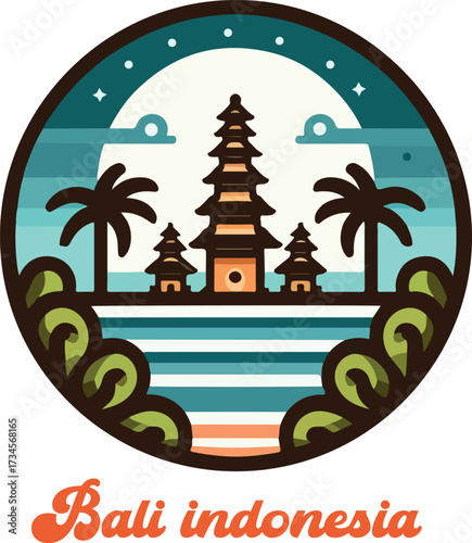 Bali indonesia logo icon vector white bacground .