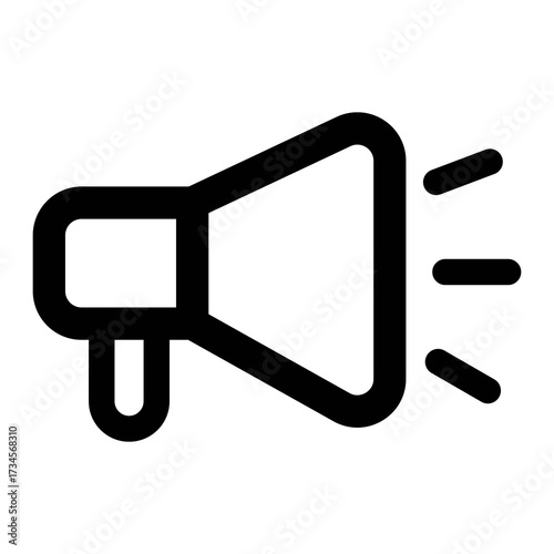 Simple black and white megaphone icon for announcements and notifications illustration