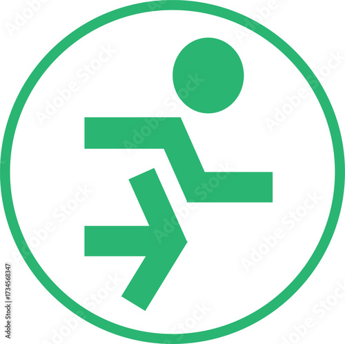 green emergency exit sign on white background