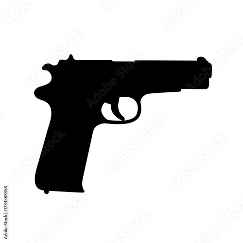 Silhouette of a handgun pistol illustrating weaponry and firearm design