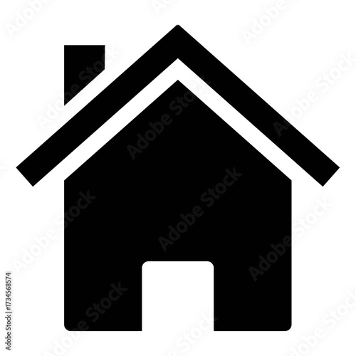 Simple house icon with chimney illustration representing home ownership and housing industry