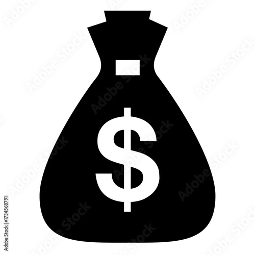 Conceptual money bag illustration representing finance, wealth and investment success