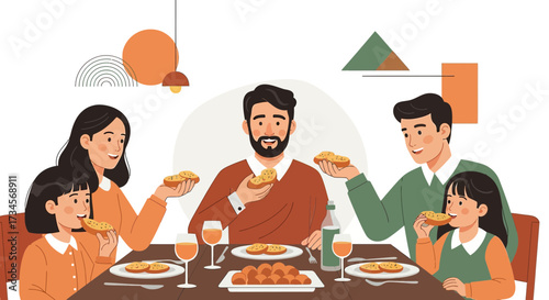 Happy Family Enjoying Meal Together Around the Table, Strengthening Bonds and Creating Lasting