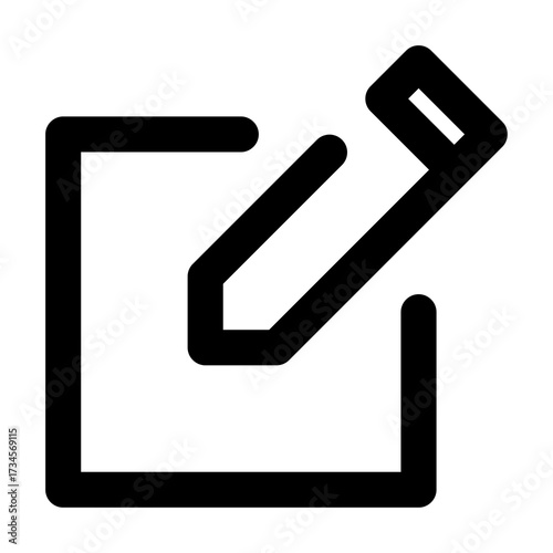 Minimalist icon of a pencil writing on a square illustrating note taking and editing tool