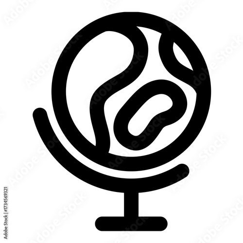 Minimalist globe icon depicting earth representing geography and worldwide connectivity