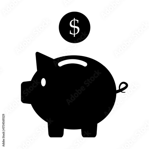 Piggy bank icon illustration representing finance savings investment and economic growth