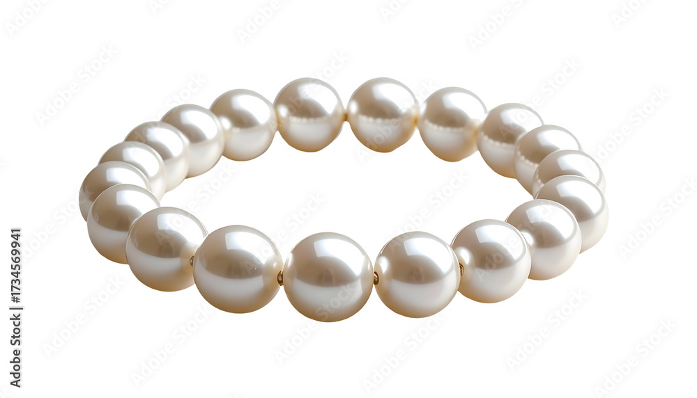 Obraz premium Elegant white pearl bracelet on a black background, close-up view