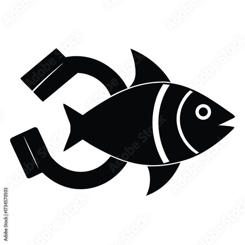 magnet powered aquarium fish vector icon