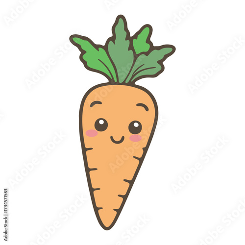 Cute carrot drawing vector illustration vegetable art cartoon food healthy kawaii design clip art isolated icon
