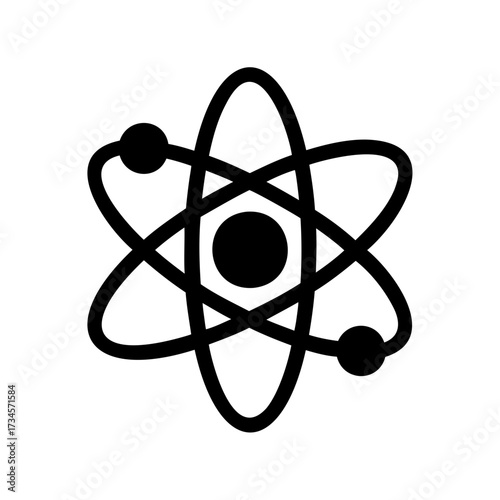 Stylized Atom Icon Illustration on White Background, Scientific Research and Innovation