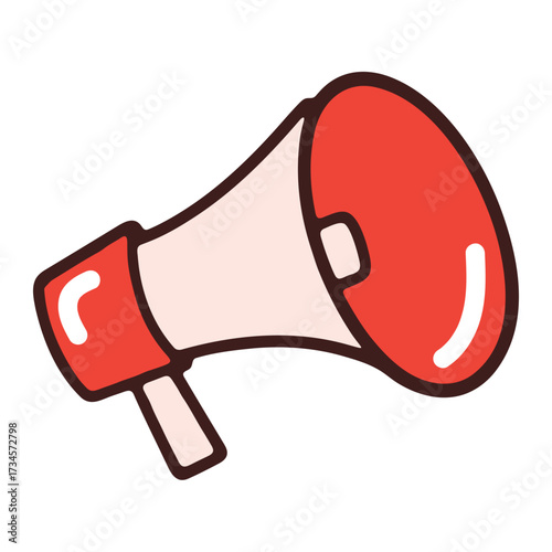 Red megaphone announcement communication marketing promotion loudspeaker public speaking voice tool design