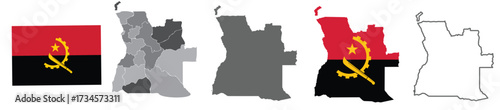 "High-resolution political map of Angola, showing regions and administrative divisions."