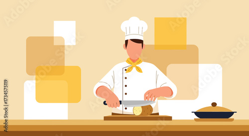 Professional chef preparing a potato in a modern kitchen culinary experience showcasing skills and
