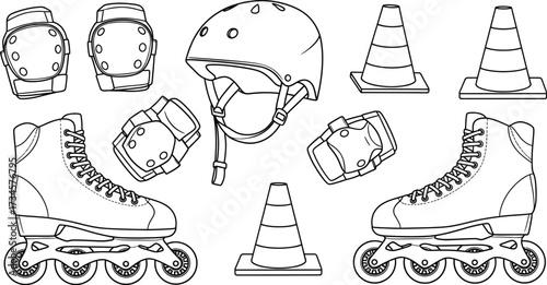 Vector art of roller skate equipment in vector style