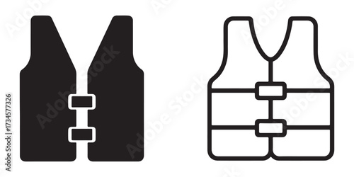 Life Vest Icons Black and White Safety Gear Illustration Graphics
