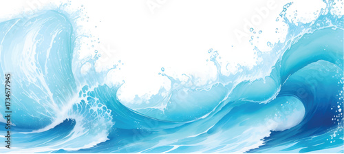 Abstract Blue Watercolor Wave Splash with Gradient Ocean Flow, Aquarelle Ink Texture Painting and Modern Marine Art Background Design for Creative Decorative Elements and Graphic Resources