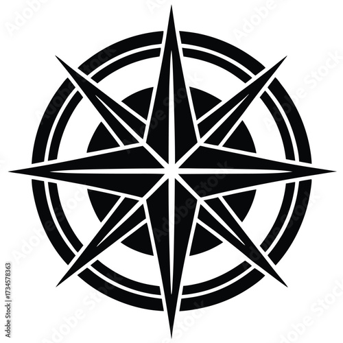 compass rose brooch vector icon