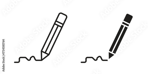 Write icons in line stroke outline art and clip art
