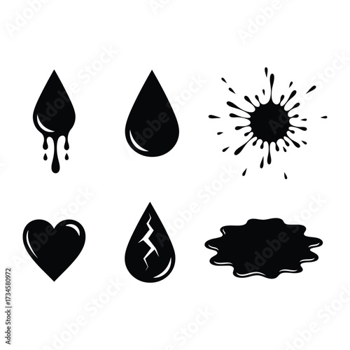 Halloween Blood Drop Silhouette Bundle Six Vector Elements