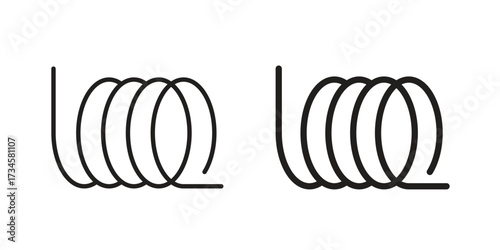 Wire coil icons in line stroke outline art and clip art