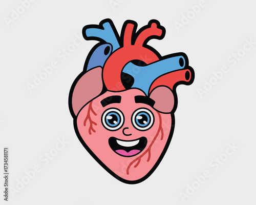 Cute cartoon heart character with face