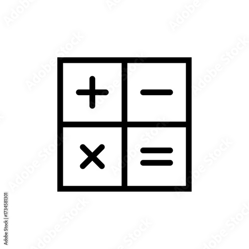 Calculator symbol with plus, minus, multiply, and equal signs representing mathematics, calculation, accounting, and finance concepts, useful for education, business, and technology