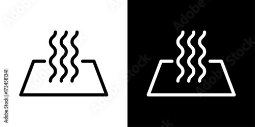 Steam rising from surface icon symbolizing heat, cooking, and temperature, suitable for kitchen appliances, food preparation, thermal processes, and energy-related concepts