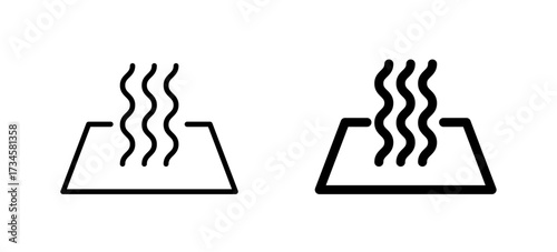 Steam rising from surface icon symbolizing heat, cooking, and temperature, suitable for kitchen appliances, food preparation, thermal processes, and energy-related concepts