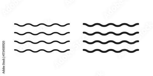 Wave icons in line stroke outline art and clip art