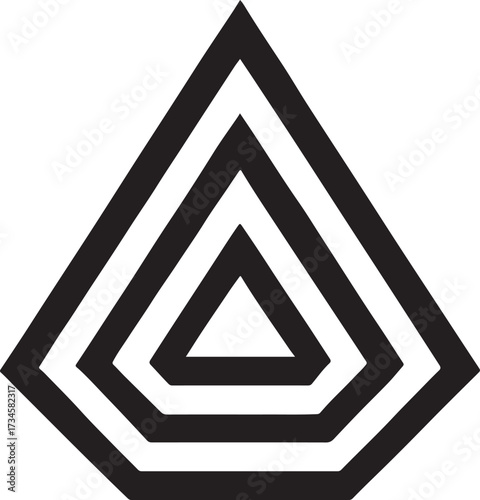 Brutalist concentric triangle shape silhouette vector, abstract geometric minimal modern design.