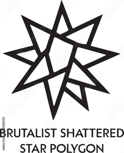 Brutalist shattered star polygon silhouette vector, abstract geometric fragmented shape design.