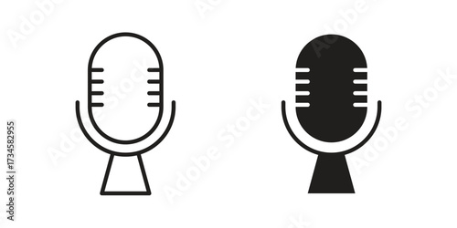 Voice recognition icons in line stroke outline art and clip art